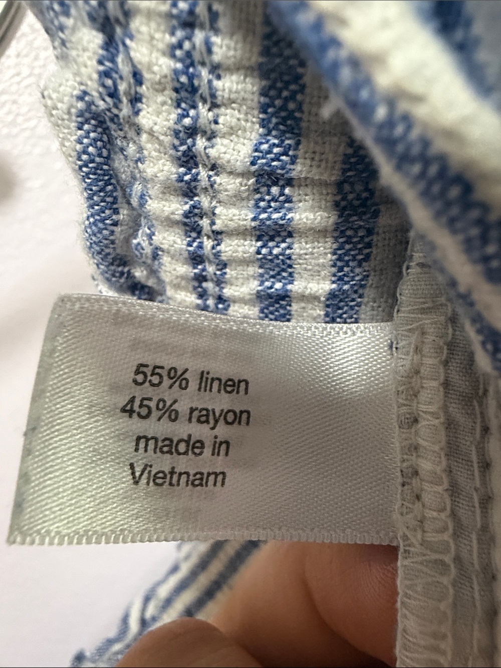 Lane Bryant Blue and White Vertical Stripe Pull on Wide Leg Pants Linen Blend - Picture 4 of 8